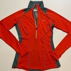 Columbia three-quarter zip up long sleeve top. Orange/gray. Size XS.